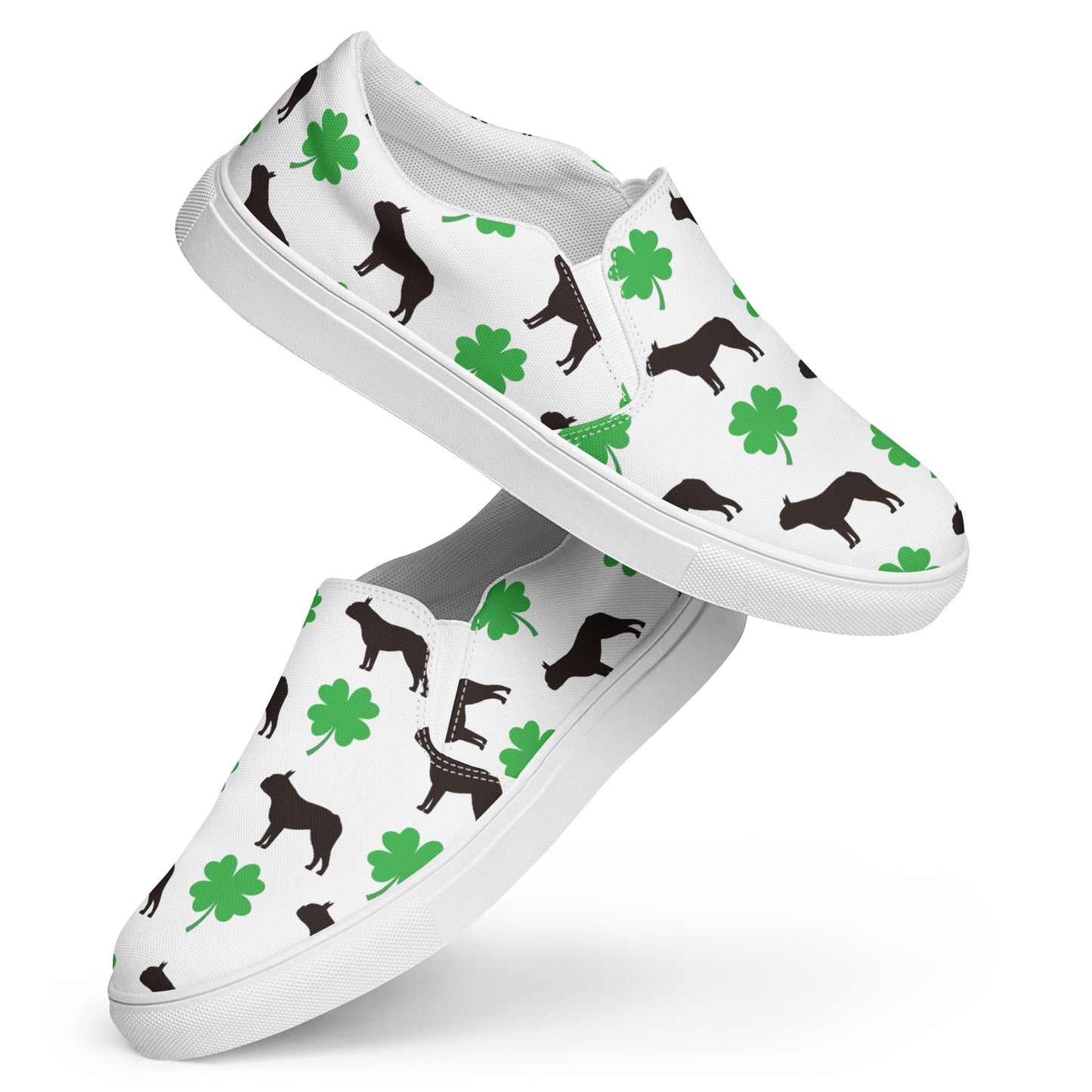 Lucky Boston Terrier Women’s slip-on canvas shoes - Finleys Online