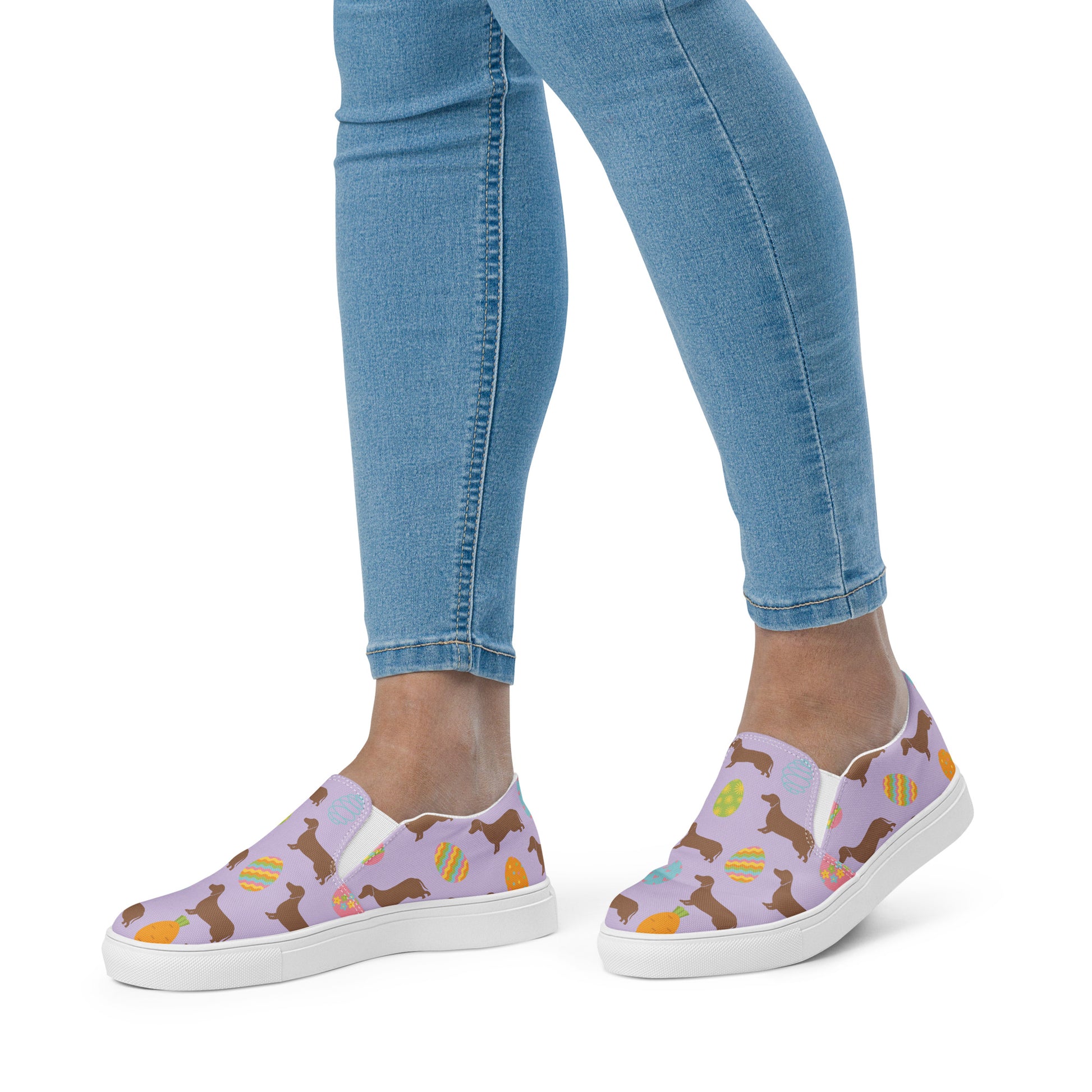 Spring Time Dachshund Women’s slip-on canvas shoes - Finleys Online