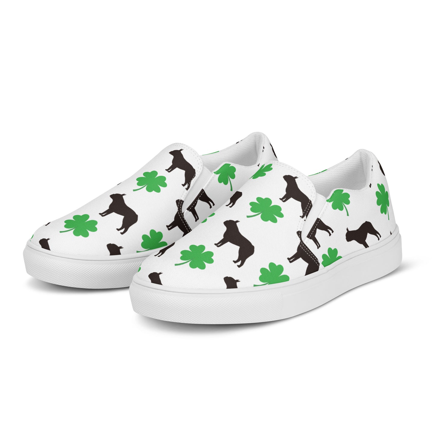 Lucky Boston Terrier Women’s slip-on canvas shoes - Finleys Online