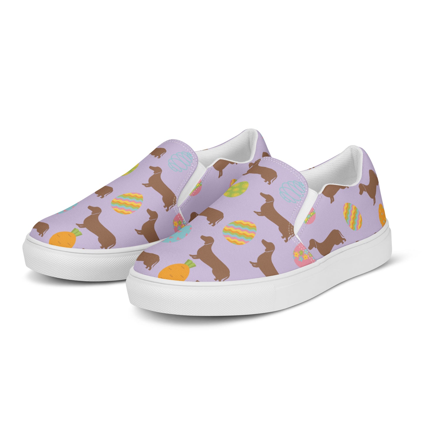 Spring Time Dachshund Women’s slip-on canvas shoes - Finleys Online