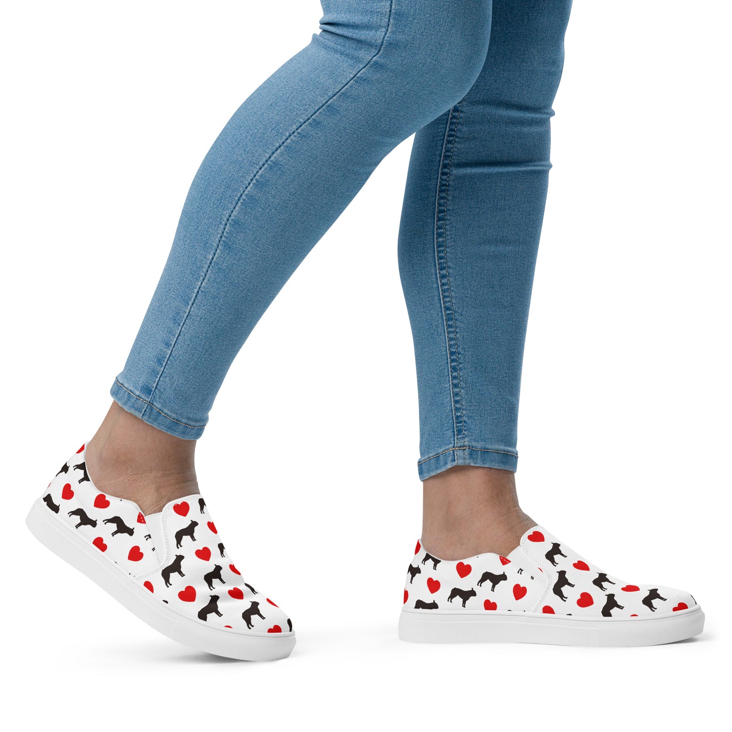 Boston Terrier Love - Women’s slip-on canvas shoes - Finleys Online