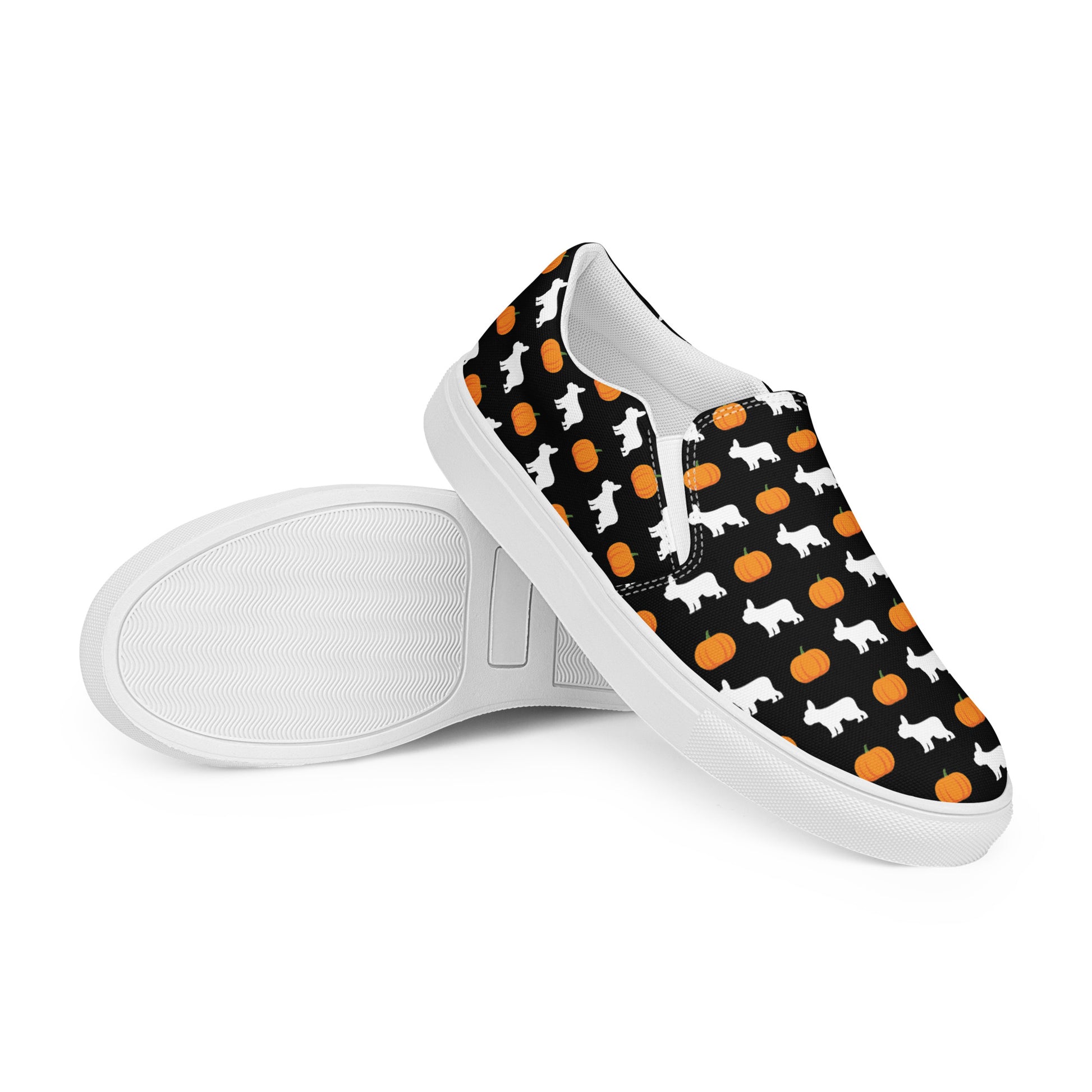 Frenchie Halloween - Women’s slip-on canvas shoes - Finleys Online